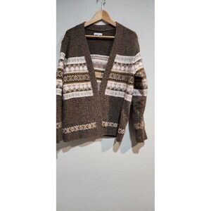 Croft & Barrow Womens PM Brown Soft Warm Open Cardigan Sweater Stretch